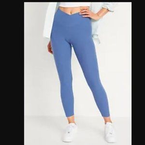 Extra High-Waisted Crossover Rib-Knit 7/8-Length Leggings for Women